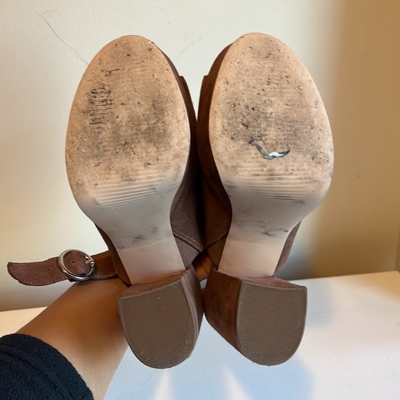 Steve Madden Carter Slingback Suede Camel Chunky Sandal Heel Size 5.5 - Picture 6 of 11